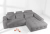 ALIGRA Zestaw mebli do salonu narożnik prawy i puf w kaninie szenil z pikowaniem szary szary - zdjęcie 21