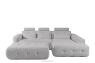 Zestaw mebli do salonu narożnik prawy i puf w kaninie szenil z pikowaniem jasny szary