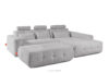 ALIGRA Zestaw mebli do salonu narożnik prawy i puf w kaninie szenil z pikowaniem jasny szary jasny szary - zdjęcie 3
