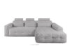 ALIGRA Zestaw mebli do salonu narożnik prawy i puf w kaninie szenil z pikowaniem jasny szary jasny szary - zdjęcie 4