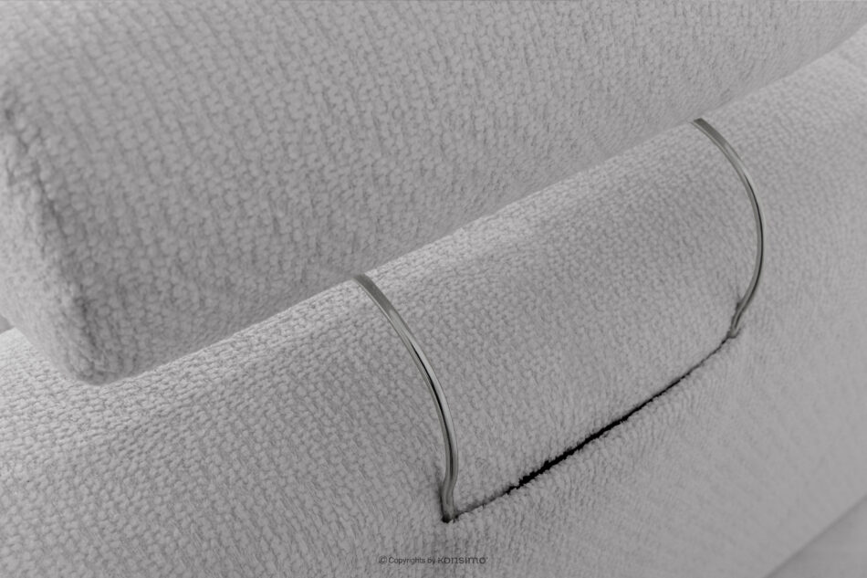 ALIGRA Zestaw mebli do salonu narożnik prawy i puf w kaninie szenil z pikowaniem jasny szary jasny szary - zdjęcie 15