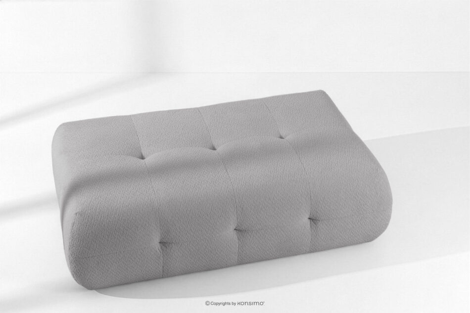 ALIGRA Zestaw mebli do salonu narożnik prawy i puf w kaninie szenil z pikowaniem jasny szary jasny szary - zdjęcie 21