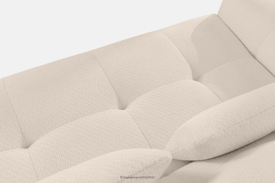 ALIGRA Zestaw mebli do salonu narożnik prawy i puf w kaninie szenil z pikowaniem jasny beżowy jasny beżowy - zdjęcie 6