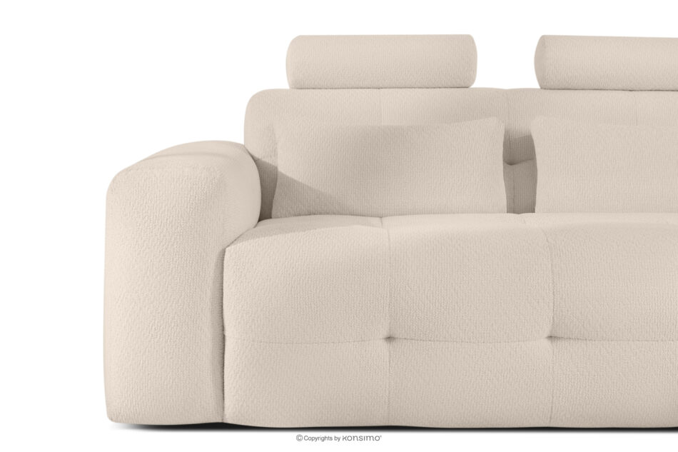 ALIGRA Zestaw mebli do salonu narożnik prawy i puf w kaninie szenil z pikowaniem jasny beżowy jasny beżowy - zdjęcie 7