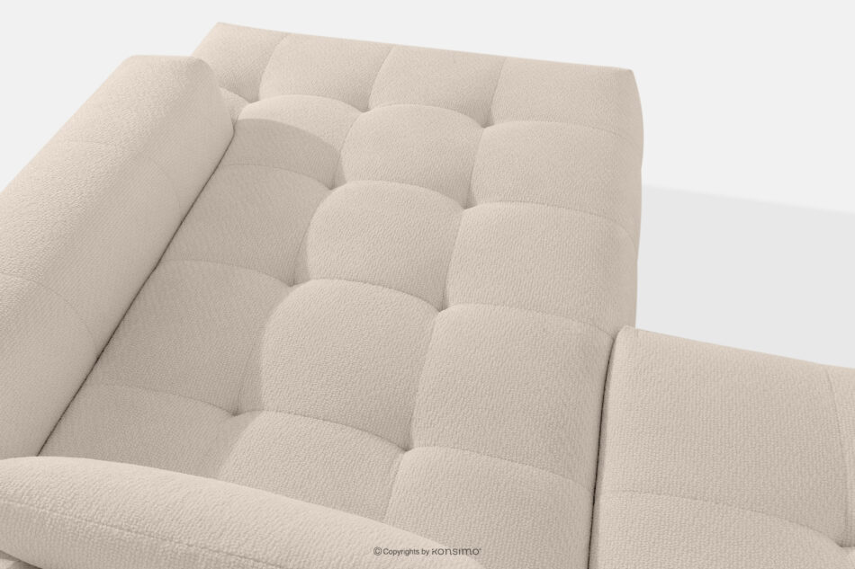 ALIGRA Zestaw mebli do salonu narożnik prawy i puf w kaninie szenil z pikowaniem jasny beżowy jasny beżowy - zdjęcie 11