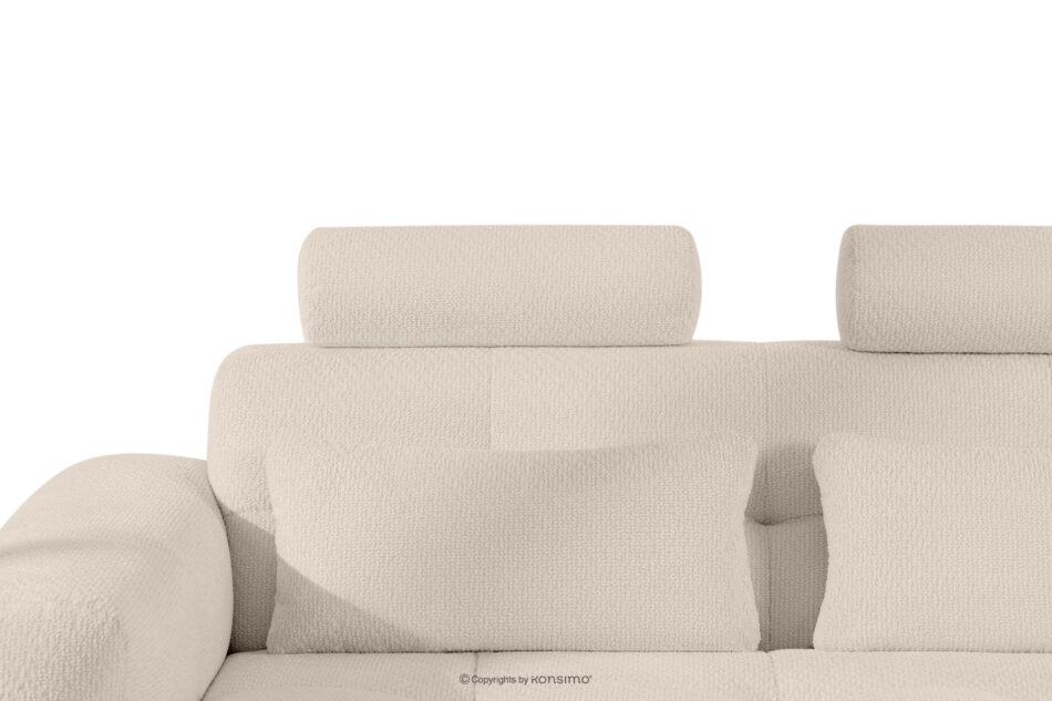 ALIGRA Zestaw mebli do salonu narożnik prawy i puf w kaninie szenil z pikowaniem jasny beżowy jasny beżowy - zdjęcie 12