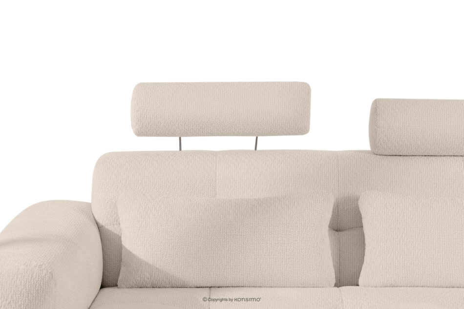 ALIGRA Zestaw mebli do salonu narożnik prawy i puf w kaninie szenil z pikowaniem jasny beżowy jasny beżowy - zdjęcie 14