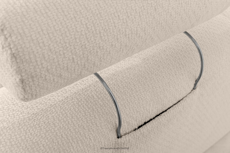 ALIGRA Zestaw mebli do salonu narożnik prawy i puf w kaninie szenil z pikowaniem jasny beżowy jasny beżowy - zdjęcie 15