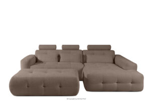 ALIGRA, https://konsimo.pl/kolekcja/aligra/ Zestaw mebli do salonu narożnik prawy i puf w kaninie szenil z pikowaniem brązowy brązowy - zdjęcie