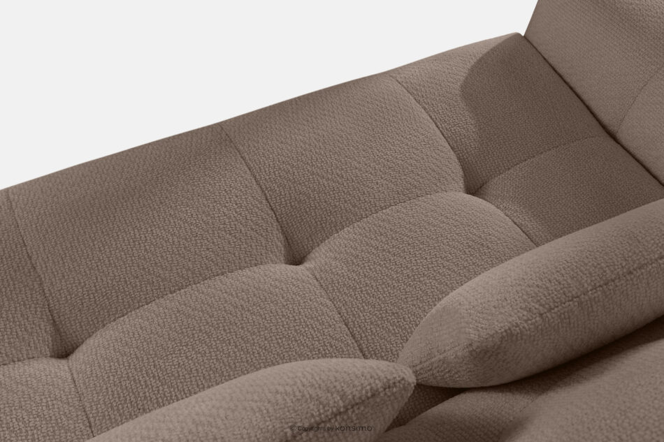 ALIGRA Zestaw mebli do salonu narożnik prawy i puf w kaninie szenil z pikowaniem brązowy brązowy - zdjęcie 6