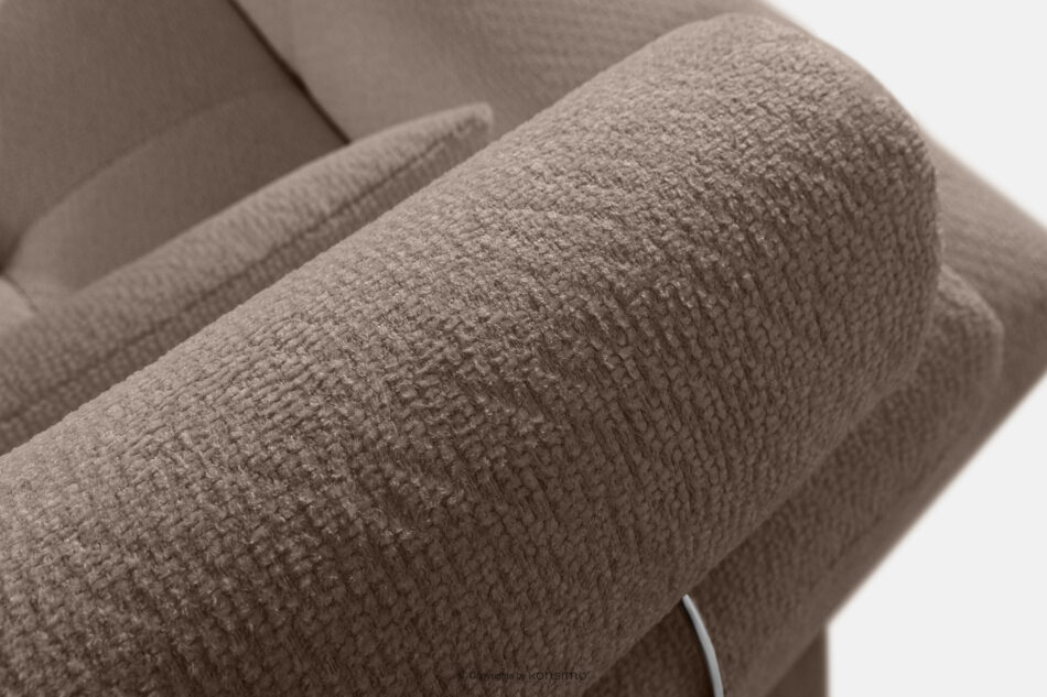 ALIGRA Zestaw mebli do salonu narożnik prawy i puf w kaninie szenil z pikowaniem brązowy brązowy - zdjęcie 8