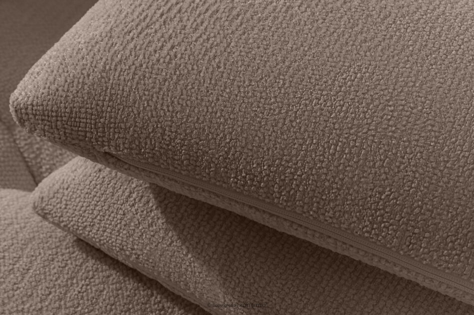 ALIGRA Zestaw mebli do salonu narożnik prawy i puf w kaninie szenil z pikowaniem brązowy brązowy - zdjęcie 9