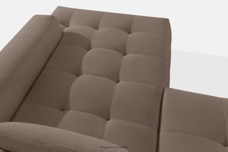 ALIGRA Zestaw mebli do salonu narożnik prawy i puf w kaninie szenil z pikowaniem brązowy brązowy - zdjęcie 11