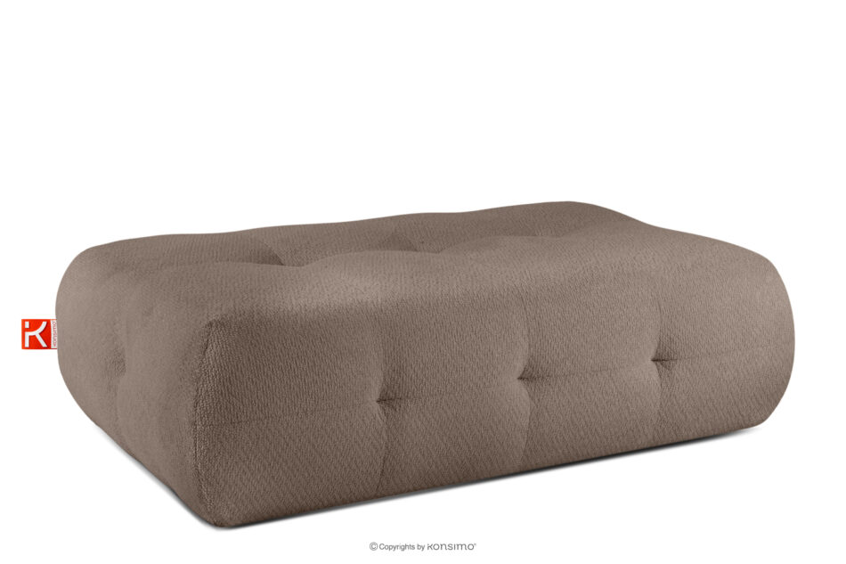 ALIGRA Zestaw mebli do salonu narożnik prawy i puf w kaninie szenil z pikowaniem brązowy brązowy - zdjęcie 18