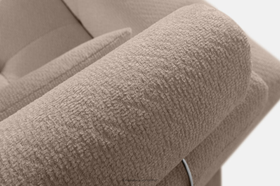 ALIGRA Zestaw mebli do salonu narożnik prawy i puf w kaninie szenil z pikowaniem jasny brązowy jasny brązowy - zdjęcie 8