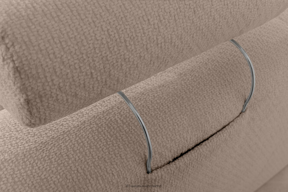 ALIGRA Zestaw mebli do salonu narożnik prawy i puf w kaninie szenil z pikowaniem jasny brązowy jasny brązowy - zdjęcie 15