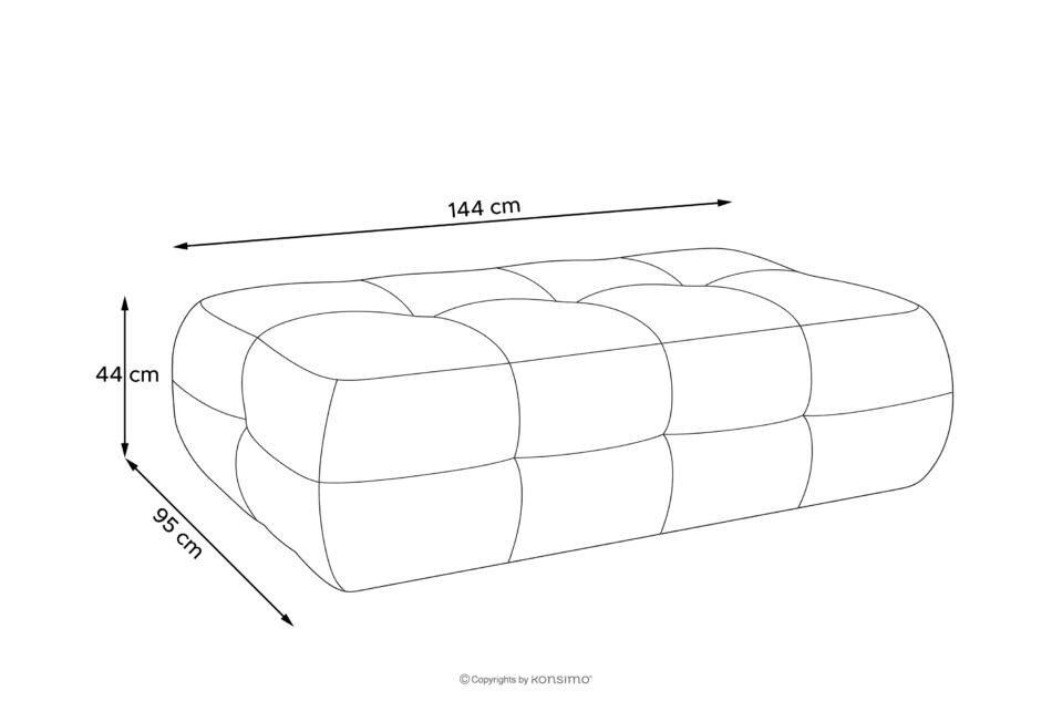 ALIGRA Zestaw mebli do salonu narożnik prawy i puf w kaninie szenil z pikowaniem brązowy brązowy - zdjęcie 25