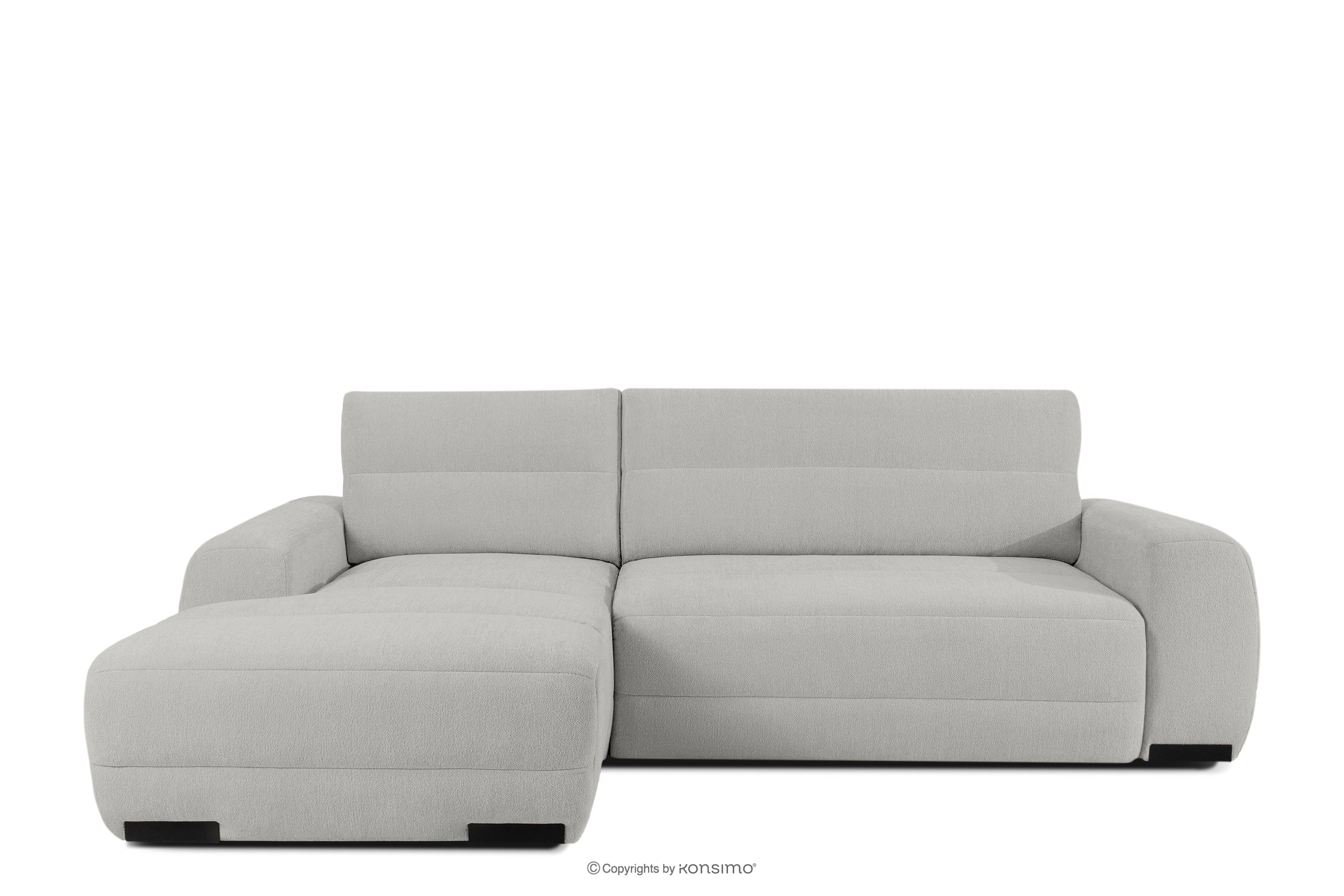 Nowoczesny narożnik w tkaninie szenilowej lewy jasny szary BLUME