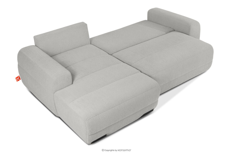 BLUME Nowoczesny narożnik w tkaninie szenilowej lewy jasny szary jasny szary - zdjęcie 4