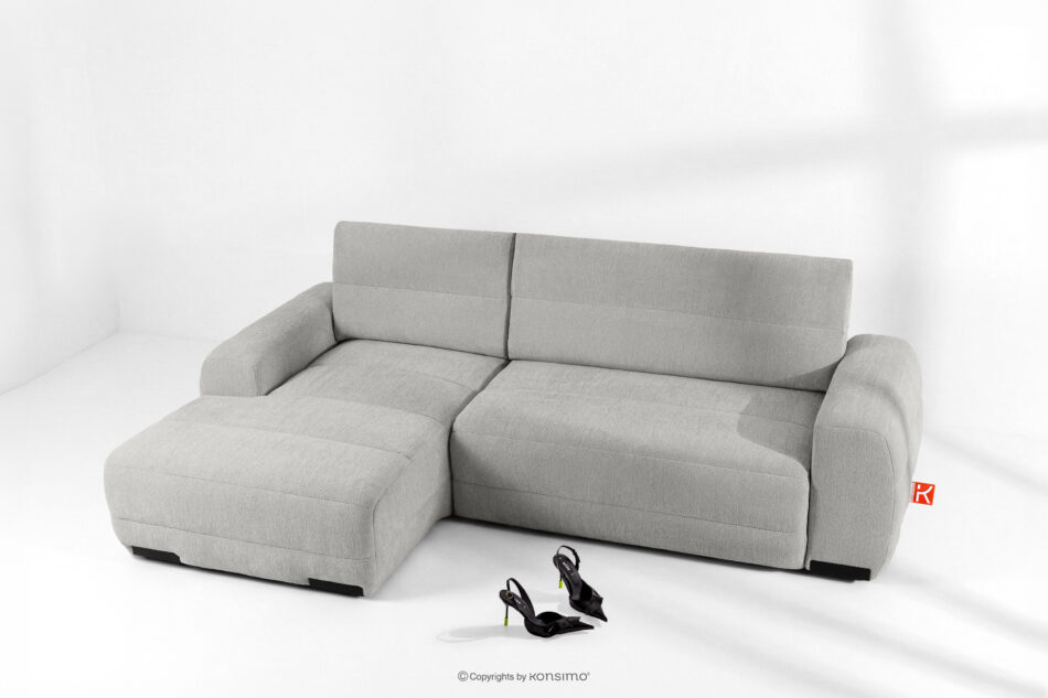 BLUME Nowoczesny narożnik w tkaninie szenilowej lewy jasny szary jasny szary - zdjęcie 1