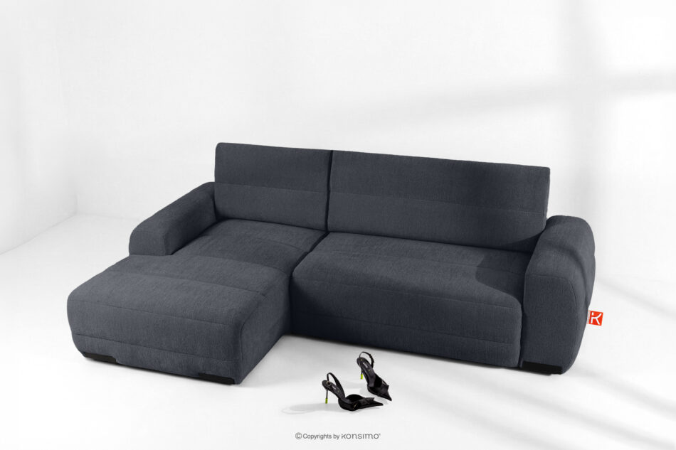 BLUME Nowoczesny narożnik w tkaninie szenilowej lewy grafitowy grafitowy - zdjęcie 1