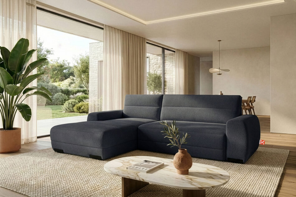 BLUME Nowoczesny narożnik w tkaninie szenilowej lewy grafitowy grafitowy - zdjęcie 16