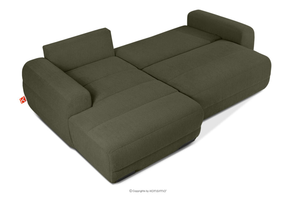 BLUME Nowoczesny narożnik w tkaninie szenilowej lewy ciemny zielony ciemny zielony - zdjęcie 4