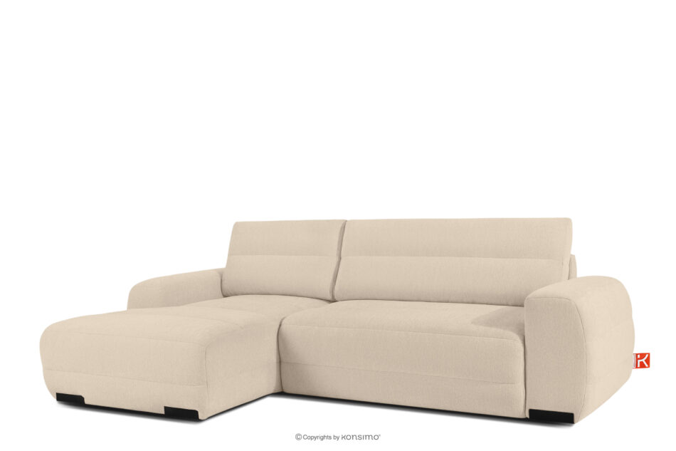 BLUME Nowoczesny narożnik w tkaninie szenilowej lewy kremowy kremowy - zdjęcie 2