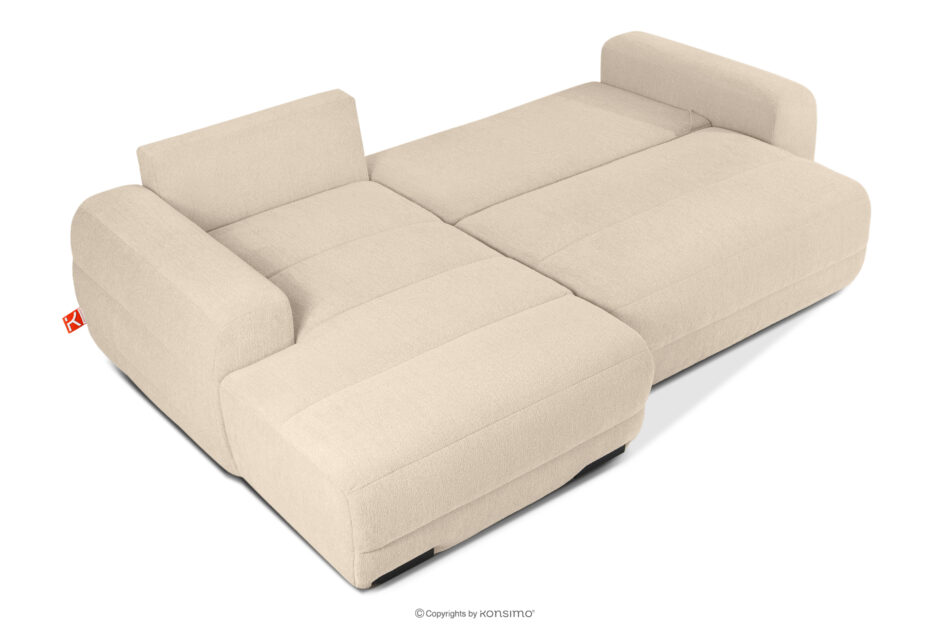 BLUME Nowoczesny narożnik w tkaninie szenilowej lewy kremowy kremowy - zdjęcie 4