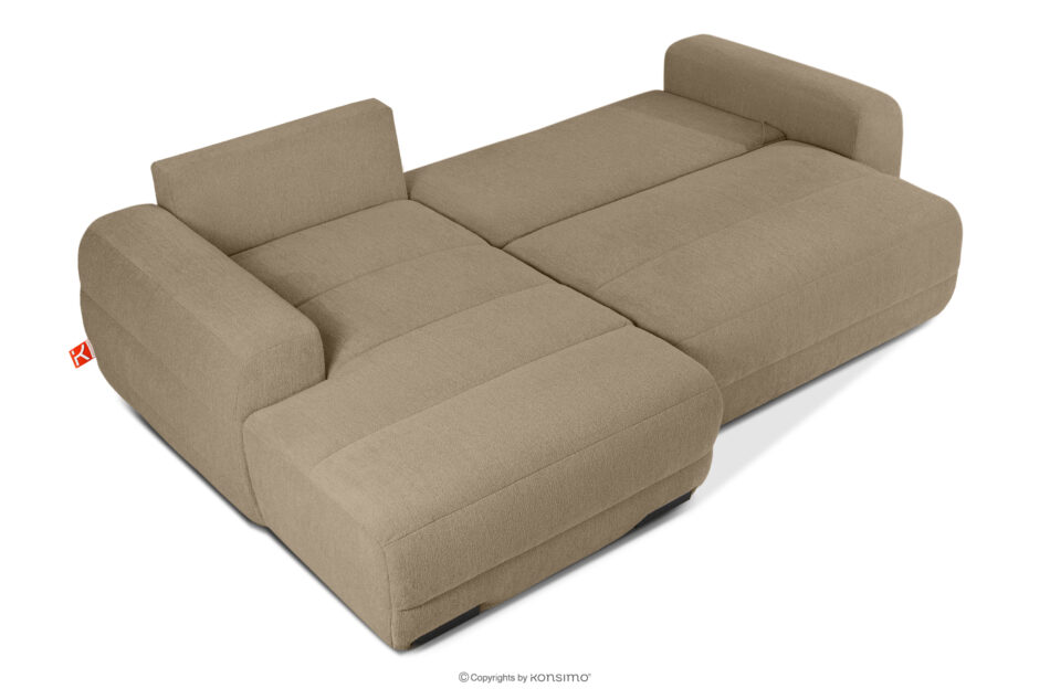 BLUME Nowoczesny narożnik w tkaninie szenilowej lewy ciemny beżowy ciemny beżowy - zdjęcie 4