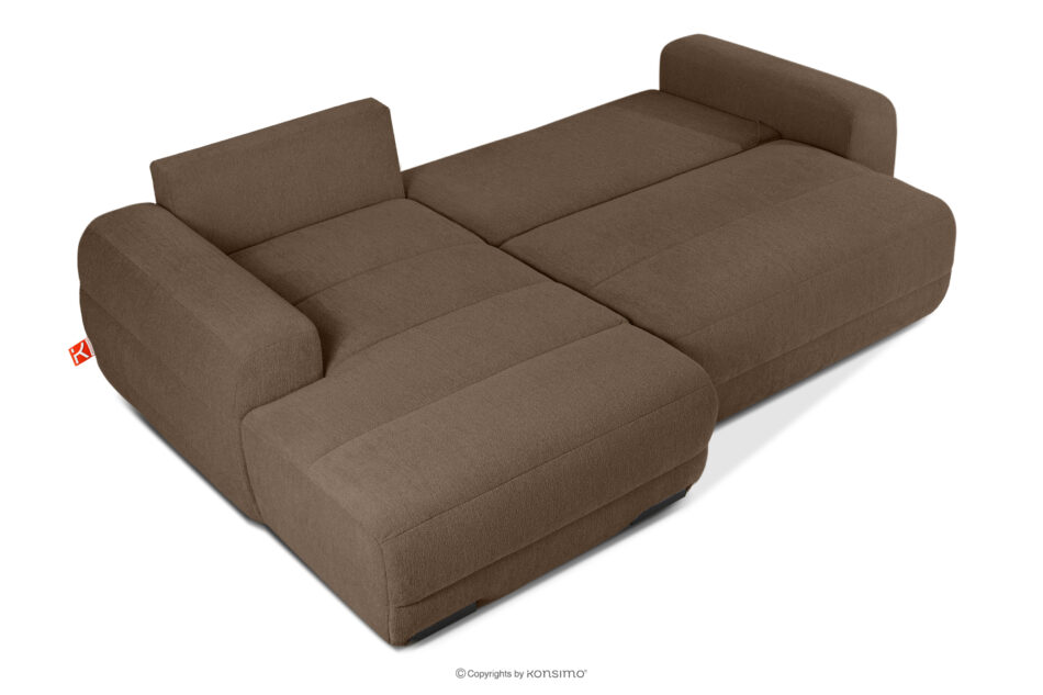 BLUME Nowoczesny narożnik w tkaninie szenilowej lewy brązowy brązowy - zdjęcie 4
