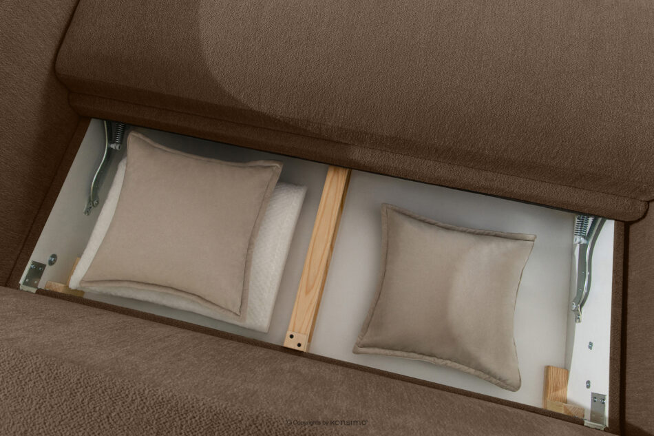 BLUME Nowoczesny narożnik w tkaninie szenilowej lewy brązowy brązowy - zdjęcie 13