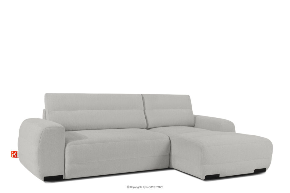 BLUME Nowoczesny narożnik w tkaninie szenilowej prawy jasny szary jasny szary - zdjęcie 2