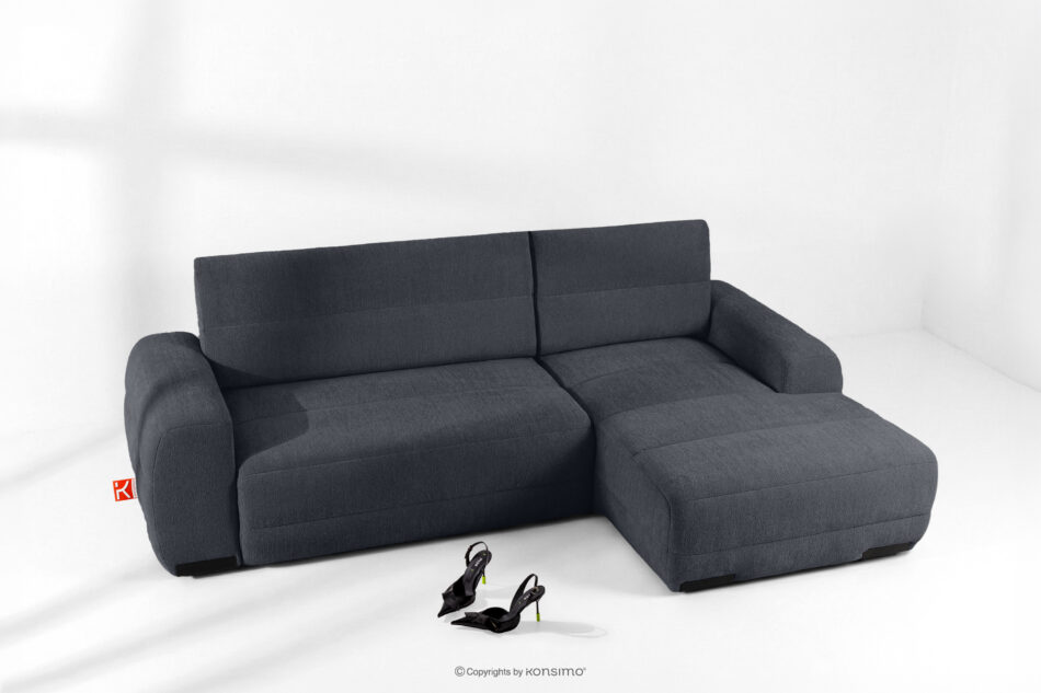 BLUME Nowoczesny narożnik w tkaninie szenilowej prawy grafitowy grafitowy - zdjęcie 1