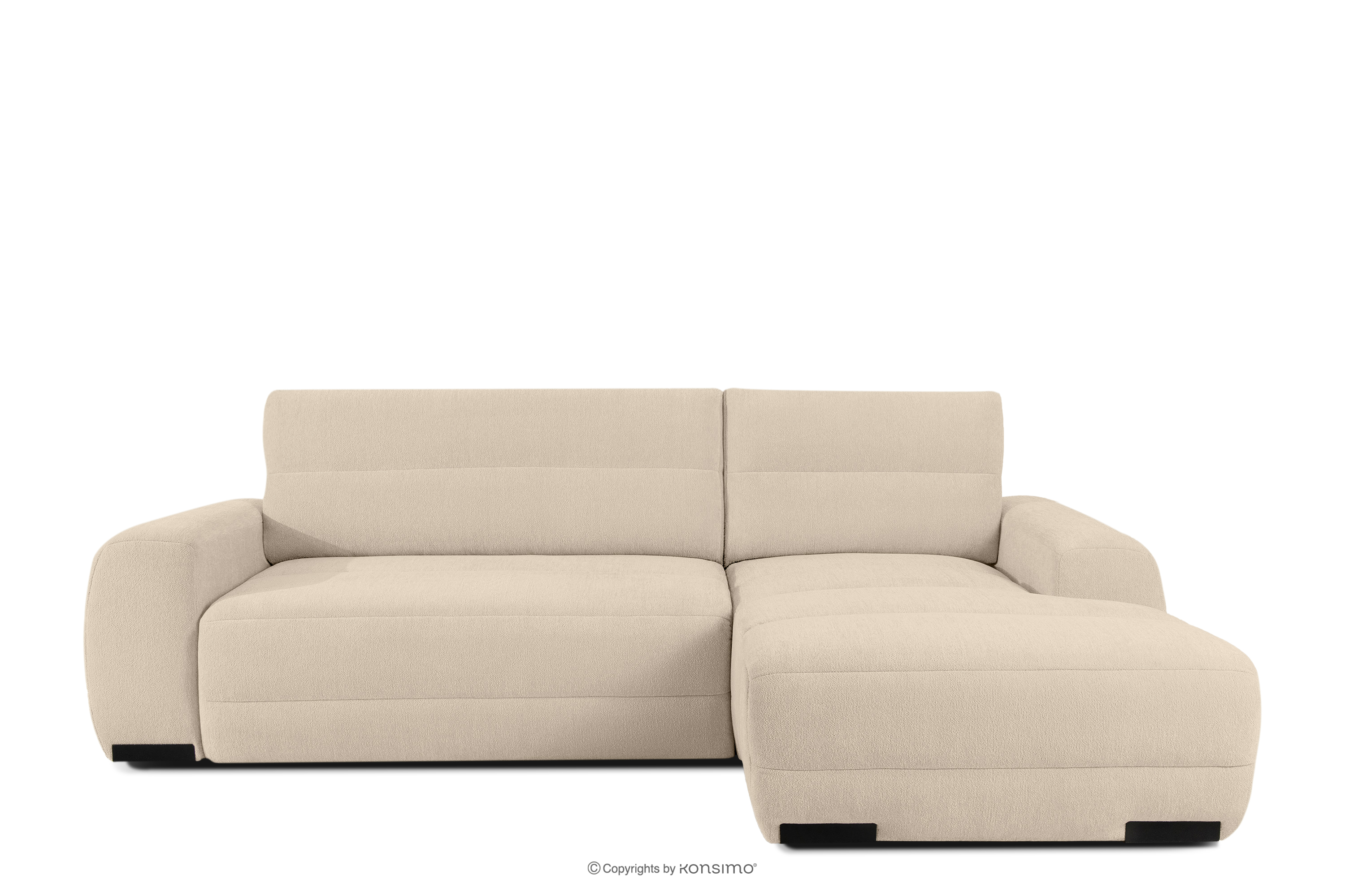 Nowoczesny narożnik w tkaninie szenilowej prawy kremowy BLUME