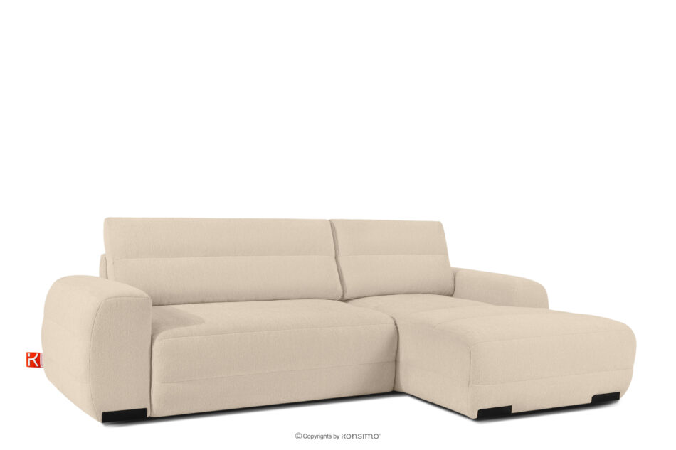 BLUME Nowoczesny narożnik w tkaninie szenilowej prawy kremowy kremowy - zdjęcie 2