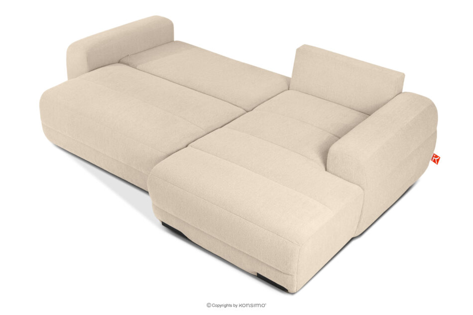 BLUME Nowoczesny narożnik w tkaninie szenilowej prawy kremowy kremowy - zdjęcie 4