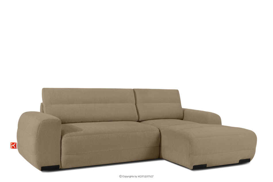 BLUME Nowoczesny narożnik w tkaninie szenilowej prawy ciemny beżowy ciemny beżowy - zdjęcie 2