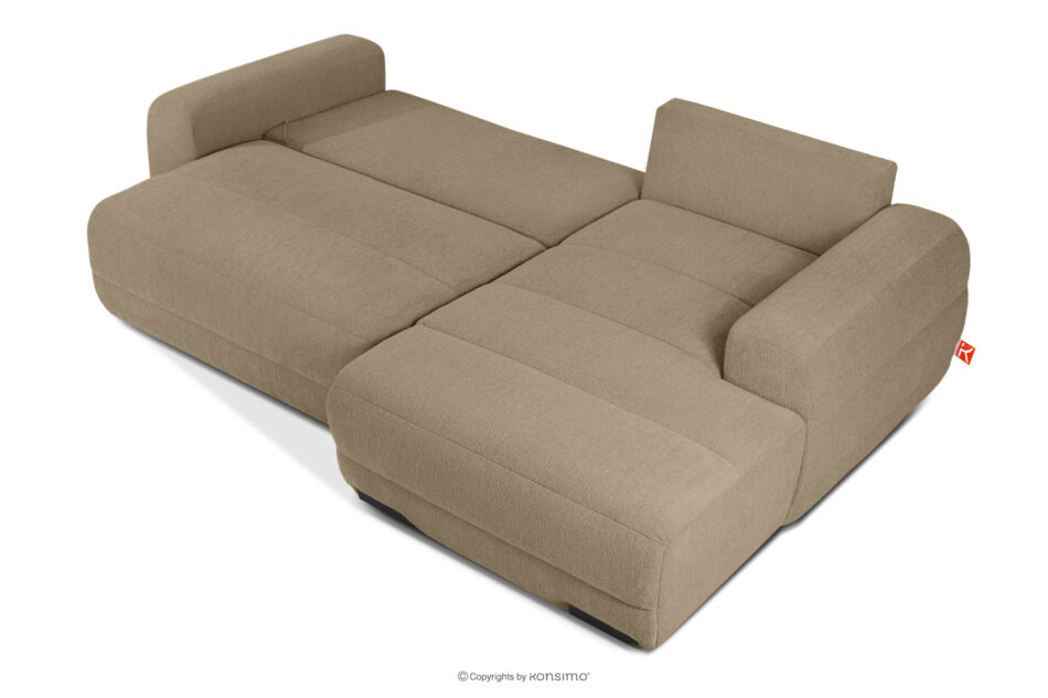 BLUME Nowoczesny narożnik w tkaninie szenilowej prawy ciemny beżowy ciemny beżowy - zdjęcie 4