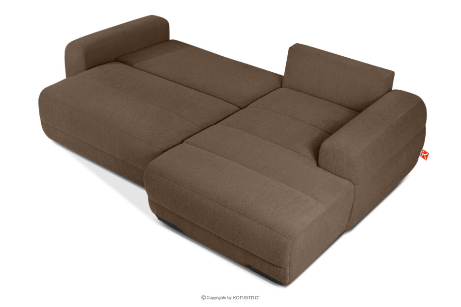 BLUME Nowoczesny narożnik w tkaninie szenilowej prawy brązowy brązowy - zdjęcie 4