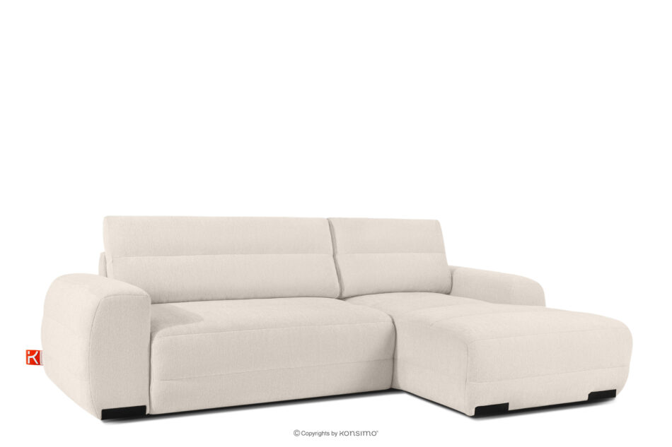 BLUME Nowoczesny narożnik w tkaninie szenilowej prawy ecru ecru - zdjęcie 2