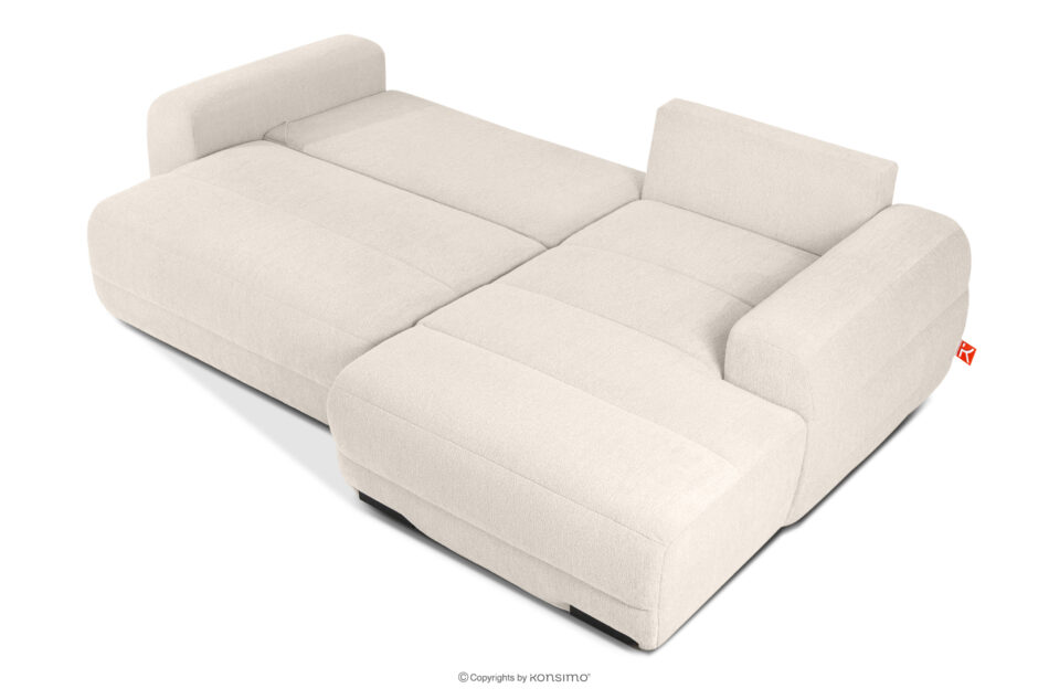 BLUME Nowoczesny narożnik w tkaninie szenilowej prawy ecru ecru - zdjęcie 4