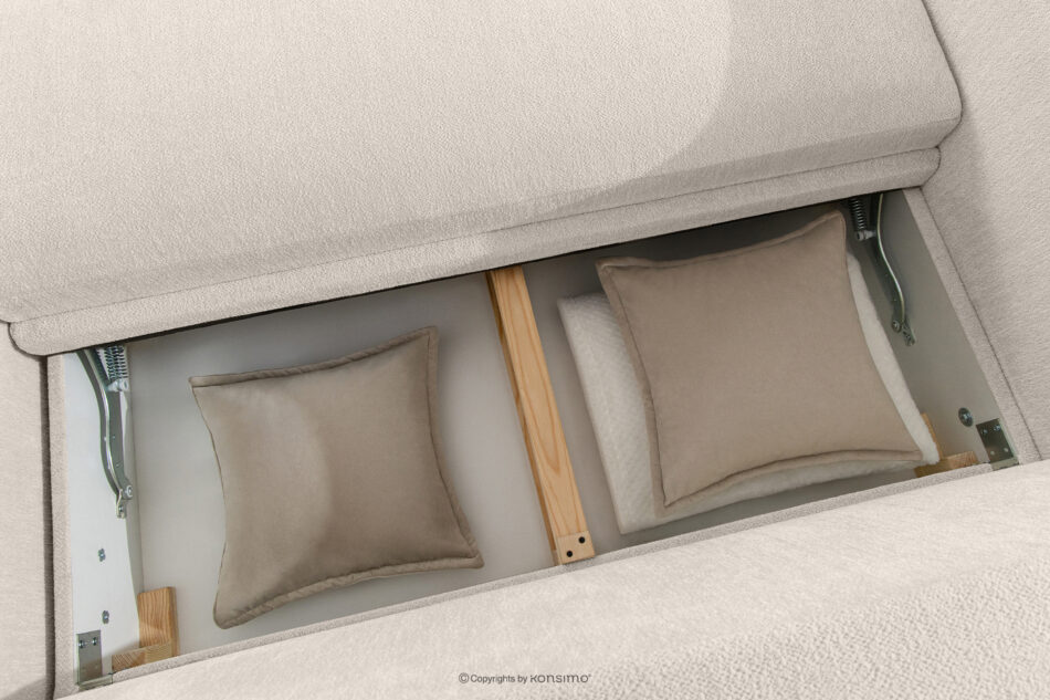 BLUME Nowoczesny narożnik w tkaninie szenilowej prawy ecru ecru - zdjęcie 13