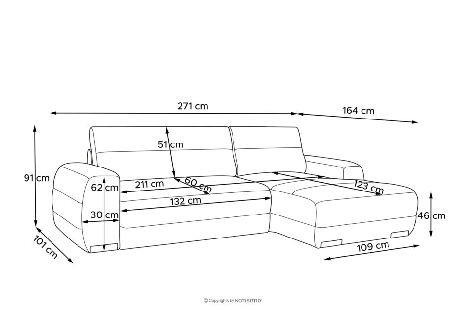 BLUME Nowoczesny narożnik w tkaninie szenilowej prawy grafitowy grafitowy - zdjęcie 17