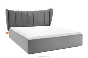 GIZO, https://konsimo.pl/kolekcja/gizo/ Łóżko tapicerowane typu muszelka z pojemnikiem na pościel 160 cm jasny szary jasny szary - zdjęcie
