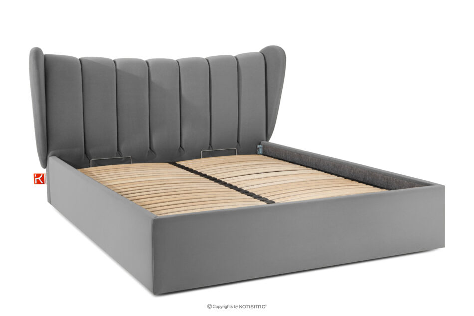 GIZO Łóżko tapicerowane typu muszelka z pojemnikiem na pościel 160 cm jasny szary jasny szary - zdjęcie 2