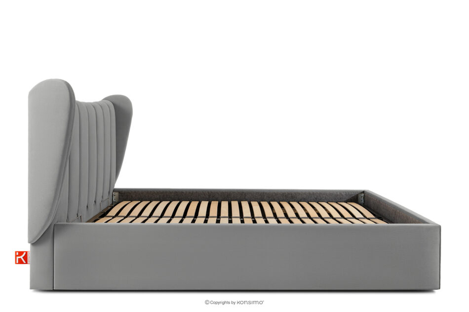 GIZO Łóżko tapicerowane typu muszelka z pojemnikiem na pościel 160 cm jasny szary jasny szary - zdjęcie 4