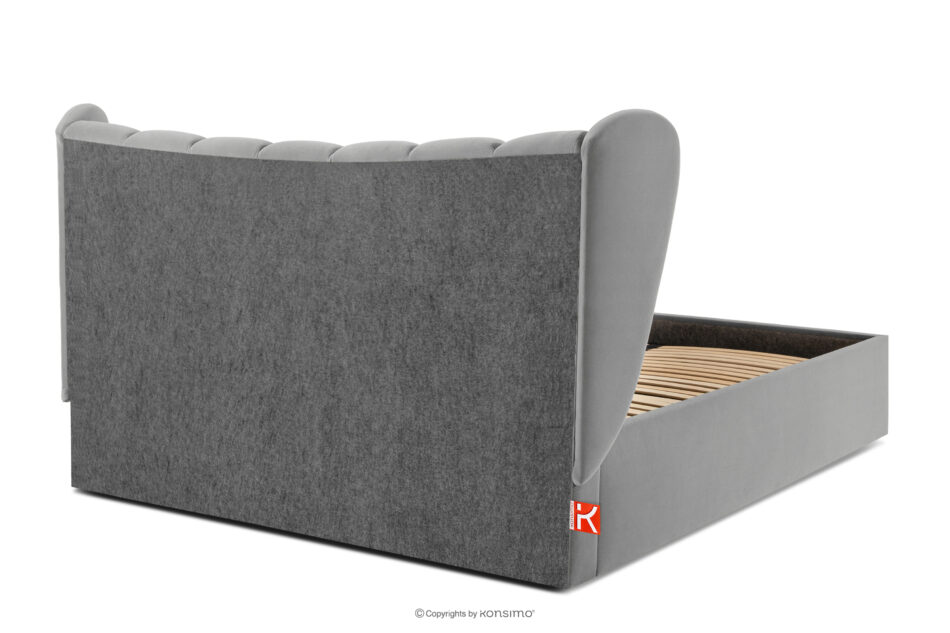 GIZO Łóżko tapicerowane typu muszelka z pojemnikiem na pościel 160 cm jasny szary jasny szary - zdjęcie 5