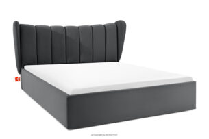 GIZO, https://konsimo.pl/kolekcja/gizo/ Łóżko tapicerowane typu muszelka z pojemnikiem na pościel 160 cm ciemny szary ciemny szary - zdjęcie