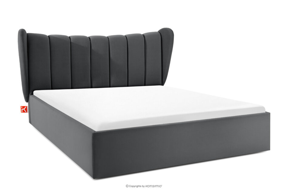 GIZO Łóżko tapicerowane typu muszelka z pojemnikiem na pościel 160 cm ciemny szary ciemny szary - zdjęcie 0